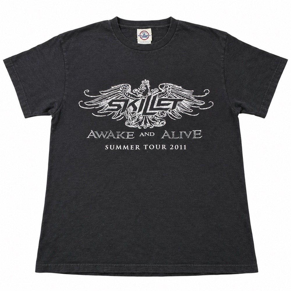 Skillet Awake and Alive Summer Tour 2011 Graphic Band T-Shirt Black Mens Large